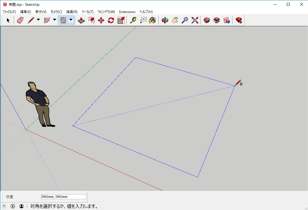 Sketchup 長方形ツール で四角を描く 千葉スケッチアップ 講習